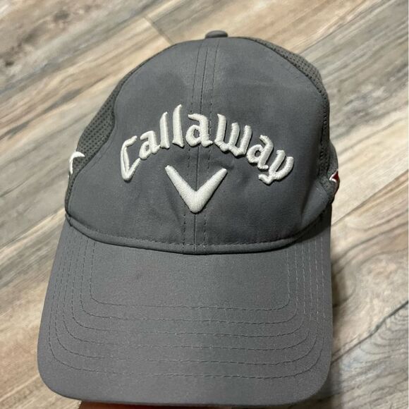 Callaway Men's Gray Golf Performance Adjustable Baseball Cap Hat Hex Black Tour - Picture 6 of 7